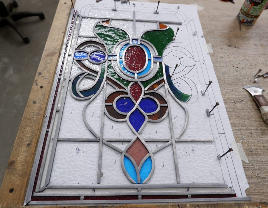 Partially Leaded Panel Door one